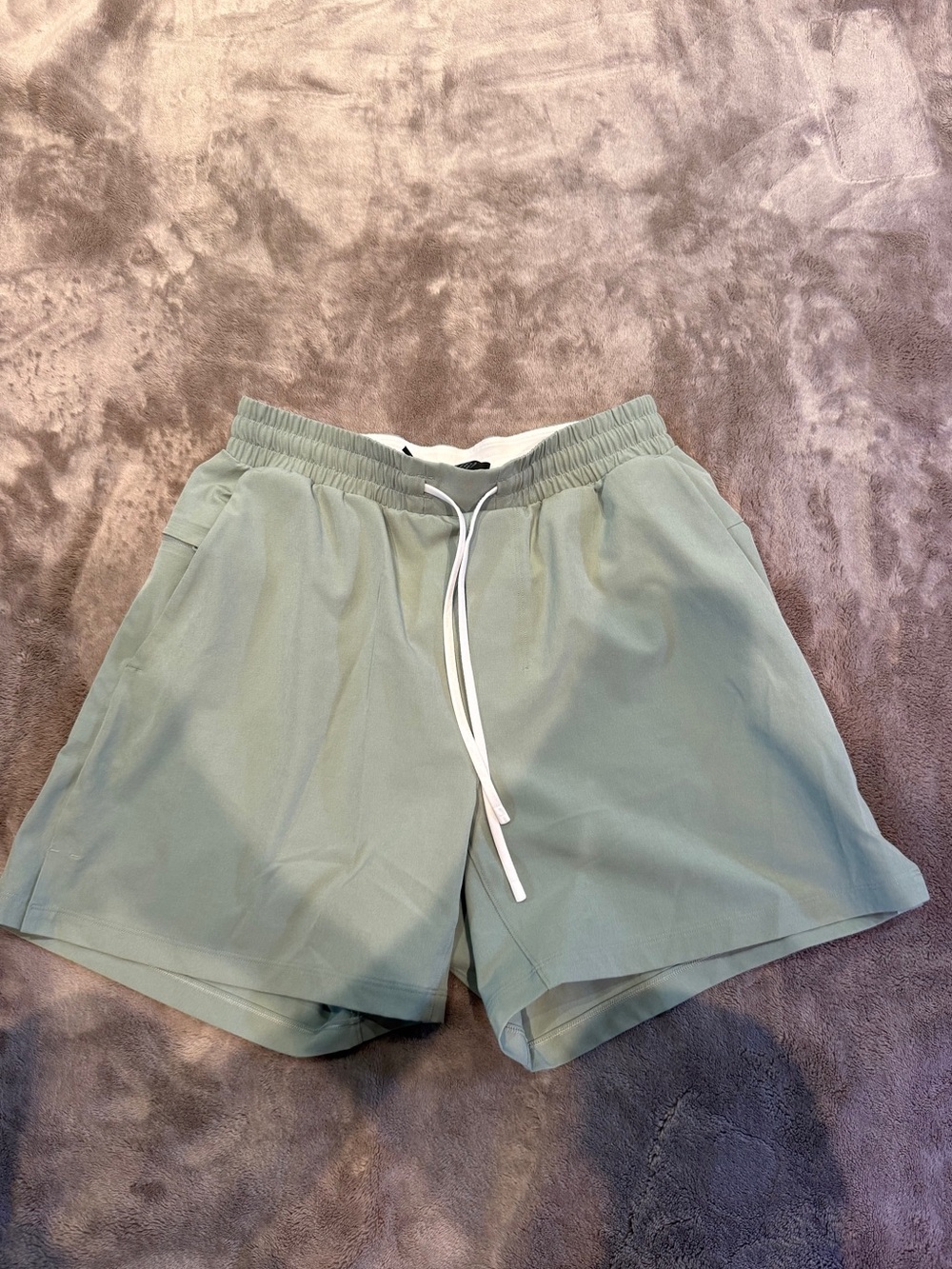 lululemon athletica Light Sage Athletic Shorts with White Drawstring